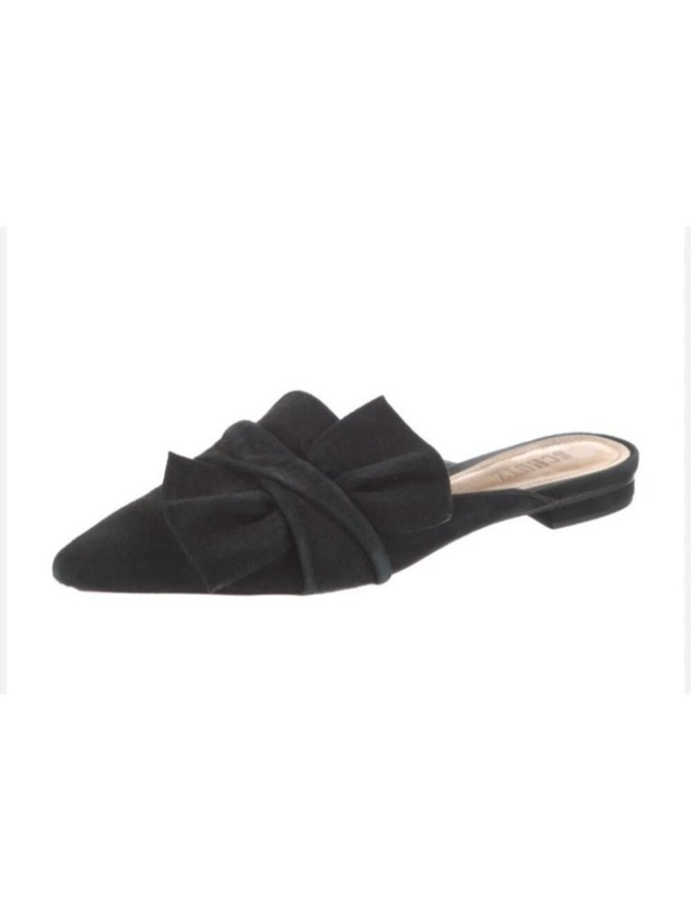 Schutz Black Suede Bow Pointed Toe Mule Flats Women’s Size 8.5B Leather